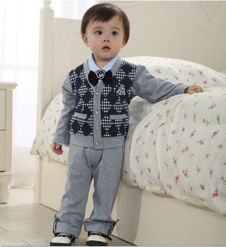 男童秋款套装2016新款长袖休闲英伦风潮男套装 1-3周岁儿童摄影服