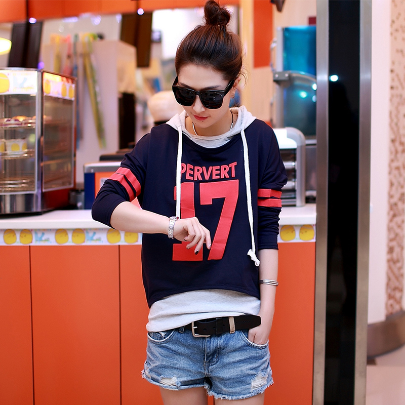 2015秋装新款女装t恤两件套T恤长袖韩版宽松大码蝙蝠袖时尚上衣