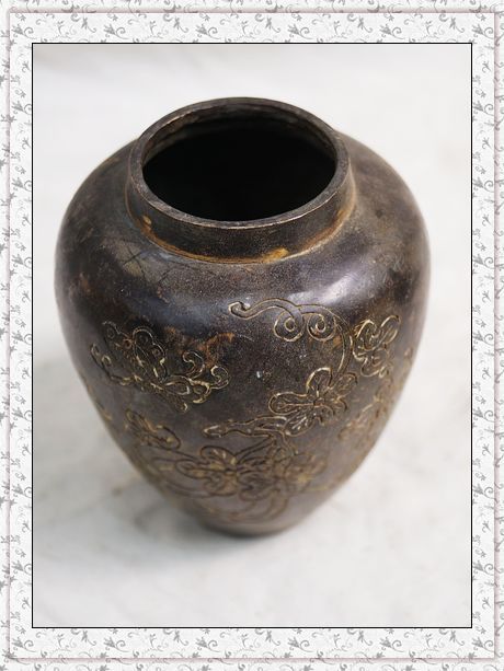 【聚义阁】纯铜包浆现代工艺摆件 花鸟虫水罐 铜罐0672