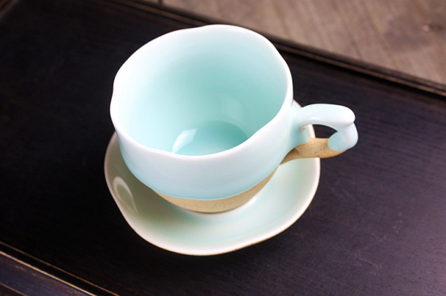 景德镇手工陶瓷咖啡杯定制 影青流釉咖啡杯 花茶杯 创意礼品杯