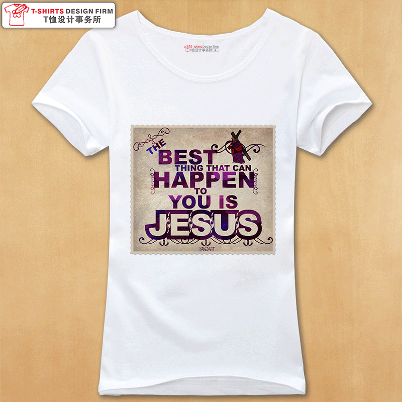 夏装新品上帝光环耶稣潮流女士短袖T恤男式半袖耶稣图案文字字母