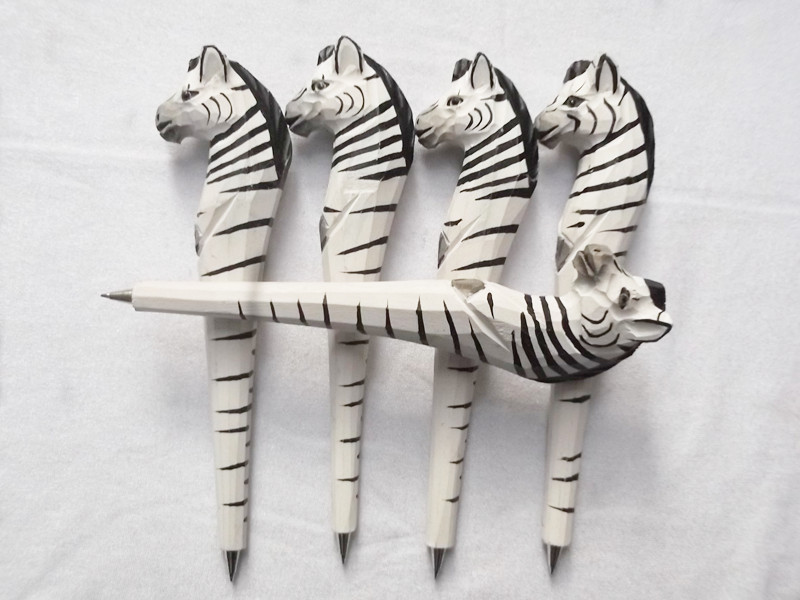 创意环保动物圆珠笔、斑马木雕笔、创意木质礼品