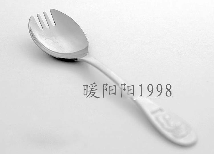 韩国进口正品泰迪熊不锈钢叉勺勺子叉子一体两用勺质量超好 特价