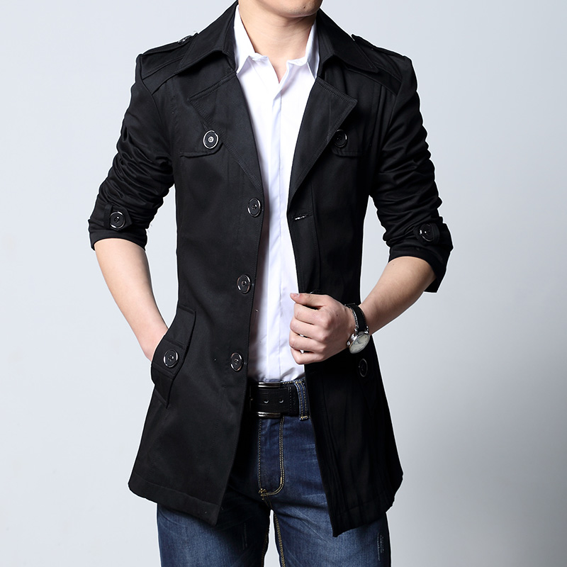 2015秋季新款男士风衣韩版修身外套中长款青少年学生装英伦加大码
