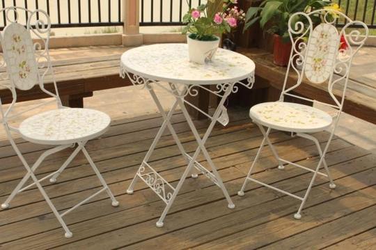 铁艺马赛克户外休闲三件套装桌椅阳台庭院组合欧式古铜色白色黑色