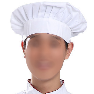 白色厨师帽 食品厂加工帽 褶皱平顶帽 糕点厨房工作帽 易清洗