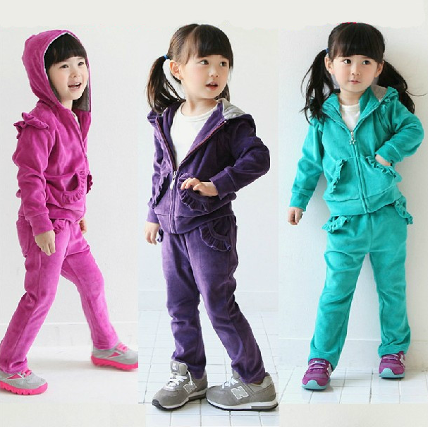 2015新款女童运动套装春秋款韩版童装拉链衫儿童天鹅绒套装两件套