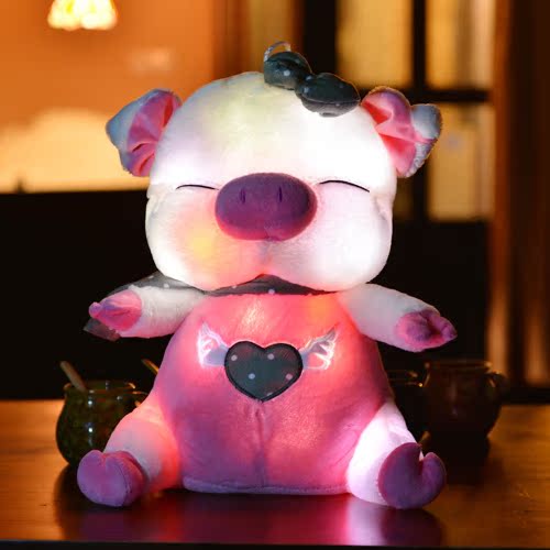 发光毛绒玩具发光抱枕 发光猪猪布娃娃创意生日礼物女生礼品