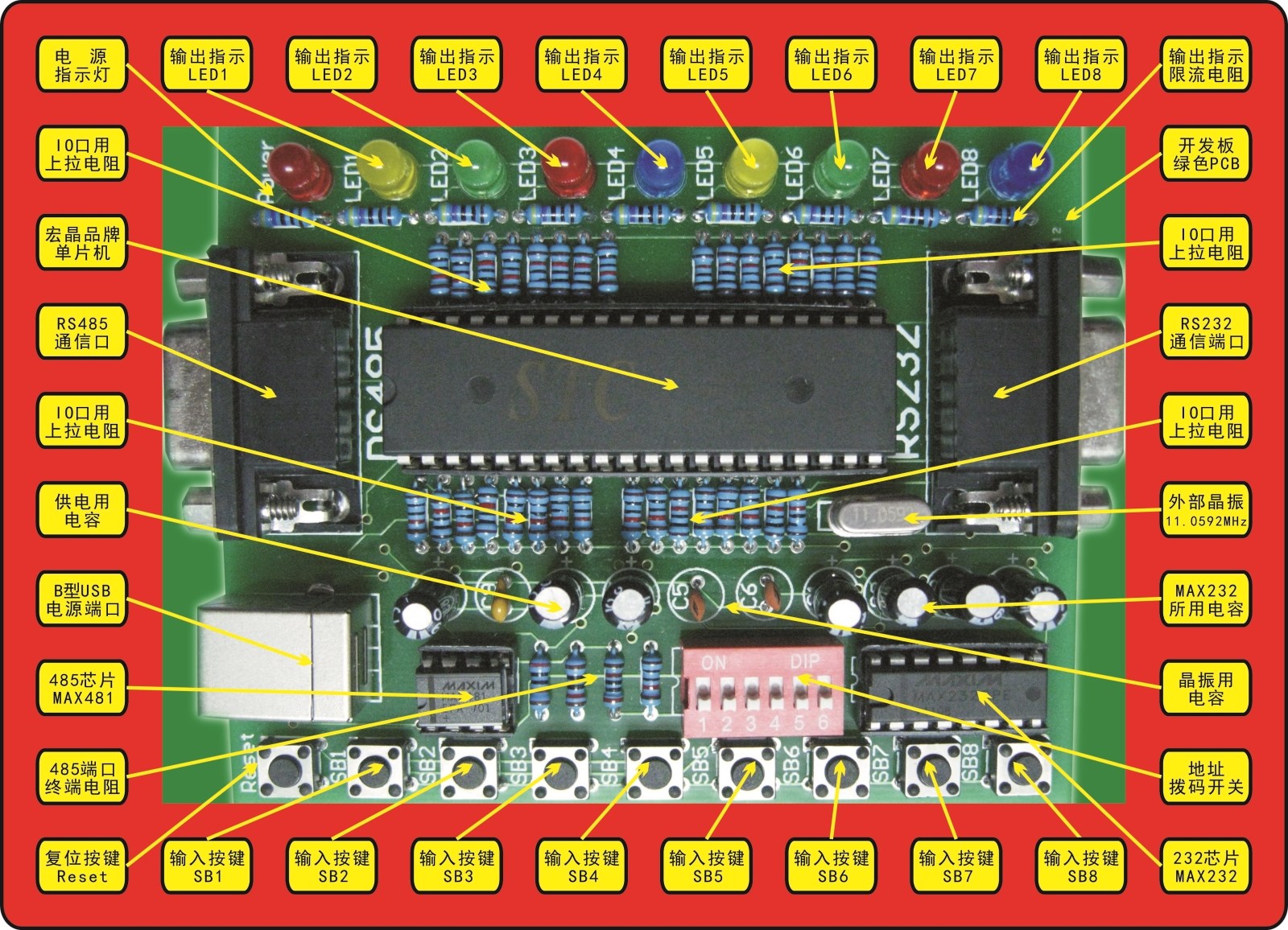 51单片机MODBUS RTU串口通信调试开发实验板