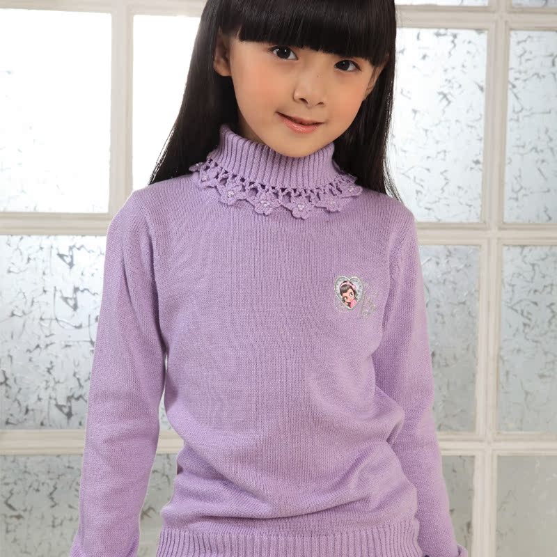 新款高领毛衣 2015韩版女大童秋装纯棉T恤 儿童圆领长袖T恤