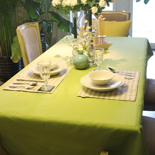 宜家绿色纯棉帆布纯色酒店格调西餐桌布台布茶几布盖布百搭定制