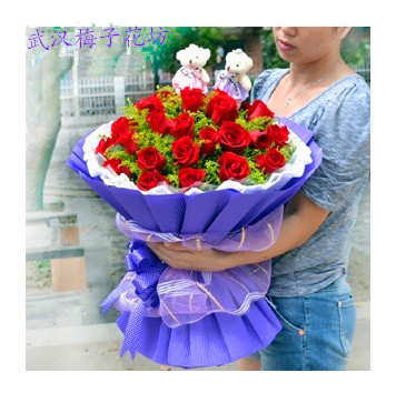 武汉红玫瑰生日同城鲜花速递 市区免费配送 七夕圣诞节预定中