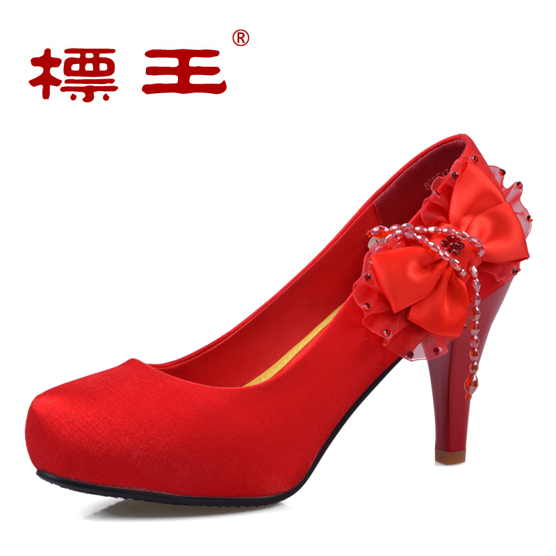 标王老北京布鞋 春秋季细高跟鞋女鞋单鞋子新娘鞋结婚鞋红鞋单鞋