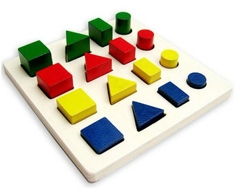 蒙氏教学具圆柱三角长正方体形 几何阶梯对比积木板 早教益智玩具