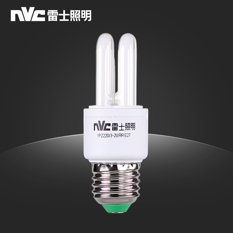 NVC 雷士照明节能灯2U直管3W 5W 8W 12W白光暖光E27/E14 三基色