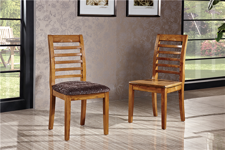 特价宜家餐桌椅 水曲柳餐椅 实木椅子带皮坐垫 A909