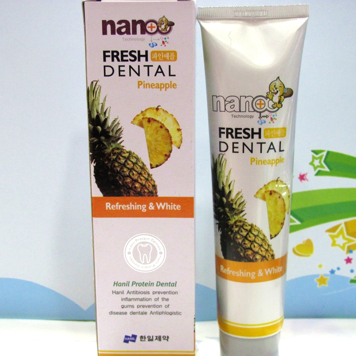 韩国进口正品 nano纳米牙膏 菠萝味 美白健齿去口臭/去异味160g