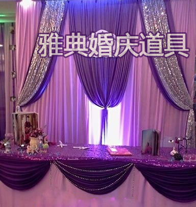 最新款婚庆道具批发桌裙桌围签到台装饰桌布亮片布婚礼背景