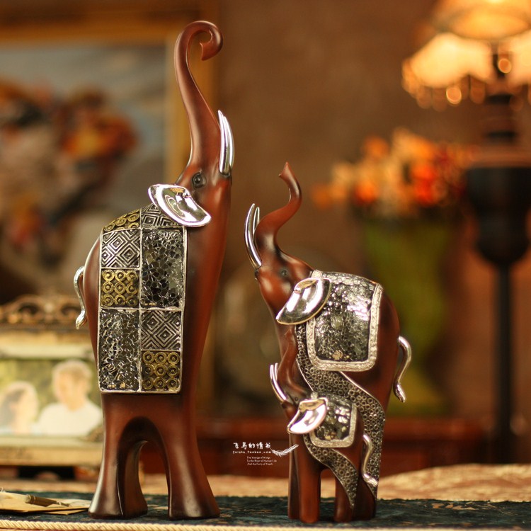 幸福一家 泰国招财大象摆件家居现代创意礼品乔迁礼物软装饰品