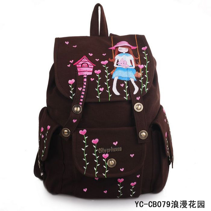 2015新款手绘帆布包 可爱初中学生书包双肩包 韩版潮流背包女包