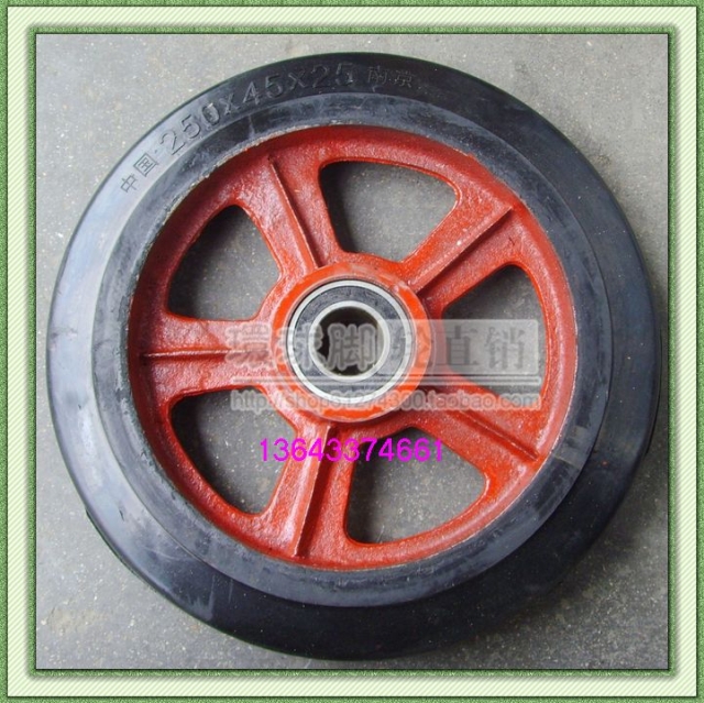 【特价】10寸南京橡胶轮实心轮/双轴承铸铁芯/轮子j脚轮推车配件