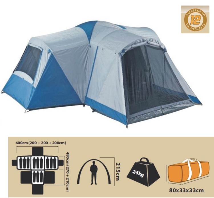 帐篷户外三房一厅大帐篷12人野外帐篷 多人双层野营帐篷