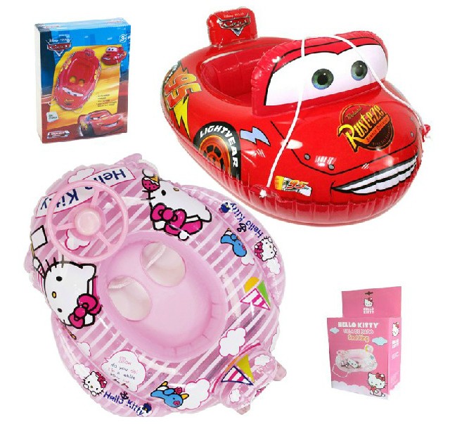 正品迪士尼/Hello Kitty汽车造型儿童游泳圈幼儿座圈宝宝腋下坐圈