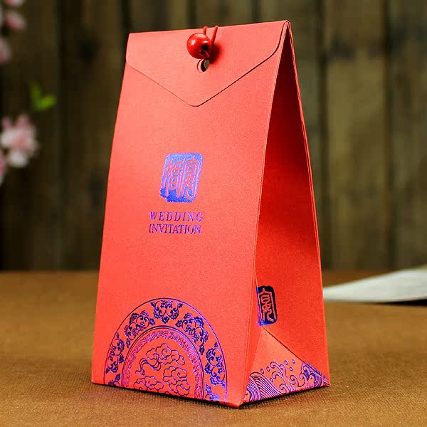 2014个性喜糖礼盒 青花瓷系列 木珠配饰糖盒子 中式创意结婚纸盒