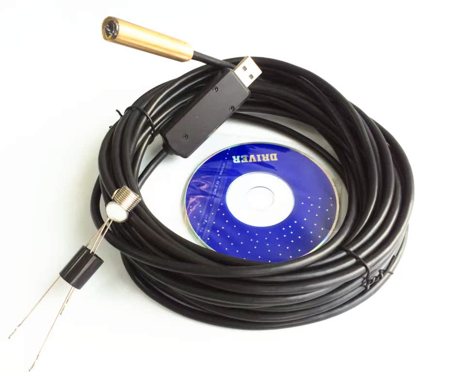 10mm铜头USB工业内窥镜 防水带灯探头 汽车检测窥视镜 管道摄像头