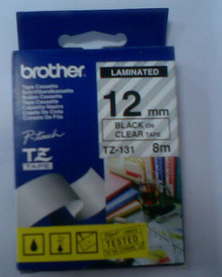 Brother兄弟pt-1280标签机色带TZe-131兄弟透明底黑字12mm标签纸