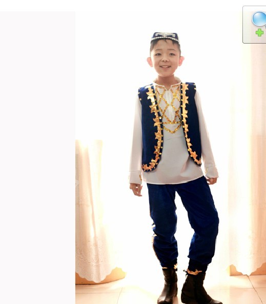 儿童演出服新疆少数民族表演服装男童印度舞蹈服男孩维吾尔族
