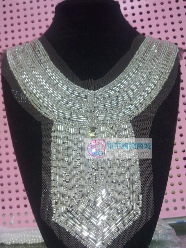 2012爆款时尚流行 韩版圆领珠管 手工钉珠 珠绣假领子