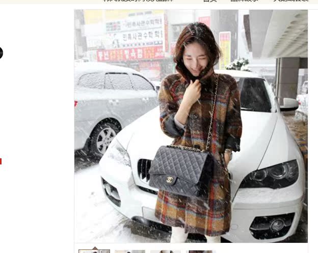 2013秋冬装新款韩国正品复古英伦风气质格子大衣女中长款毛呢外套