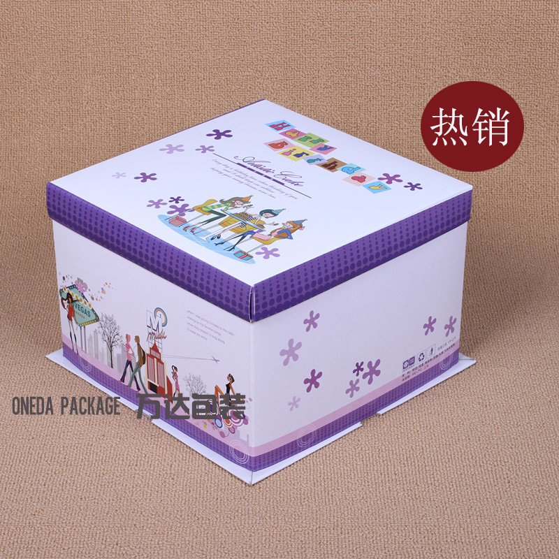 12寸方形蛋糕盒【浪漫之旅】全纸生日蛋糕盒专版订做