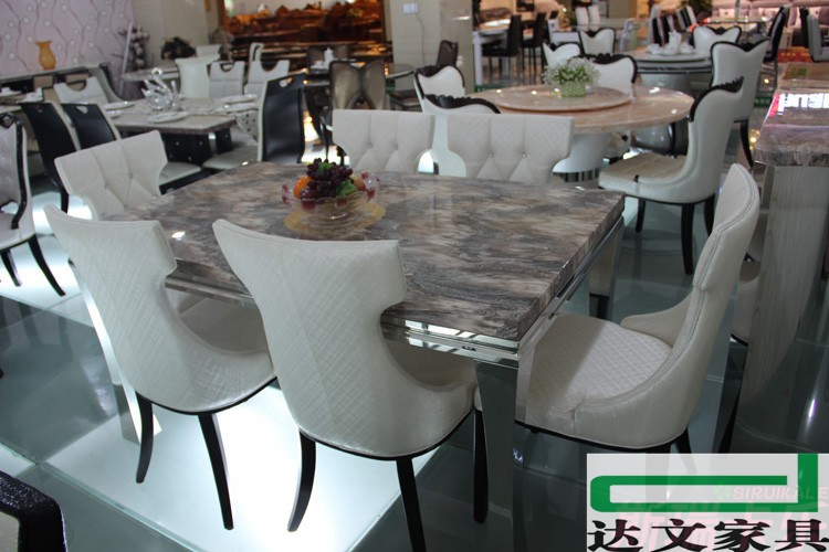2013新款餐桌简约现代家具不锈钢大理石餐桌 不锈钢餐桌 餐椅椅子