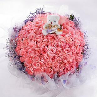 99朵粉玫瑰上海鲜花白色情人节鲜花预定教师节送花上海鲜花预定