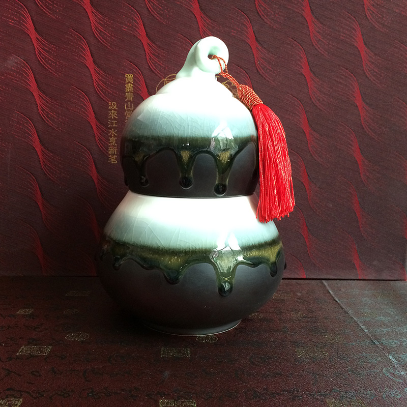 家居装饰品创意葫芦复古陶瓷罐简约古典储物收纳罐装饰工艺品摆件