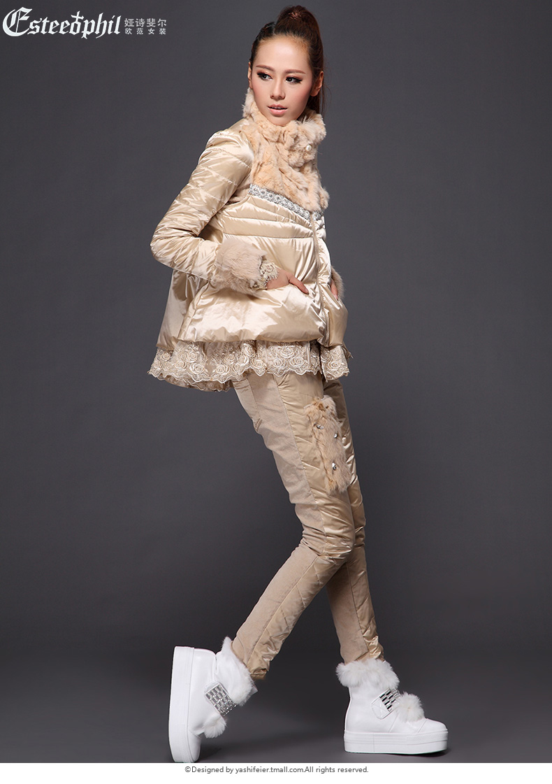 2015欧洲站秋冬季新款时尚运动套装休闲三件套羽绒棉服女装套装潮