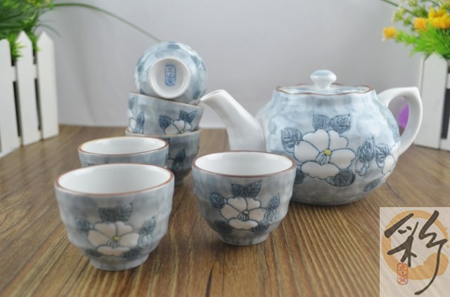 虎山窑 日本陶瓷茶具套装 日式高温手绘一珍花系列茶壶茶杯送滤网