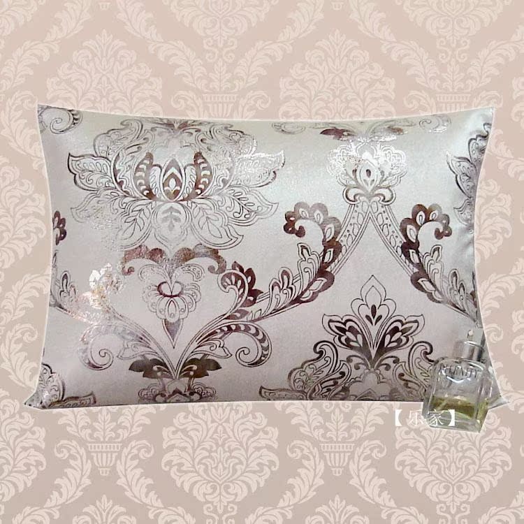 大马士革欧式古典奢华烫金麂毛绒米 腰枕 靠垫 沙发靠垫 含芯