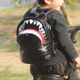 新款PU漆皮防水鲨鱼包牙齿电脑双肩背包学生书包儿童旅行包包