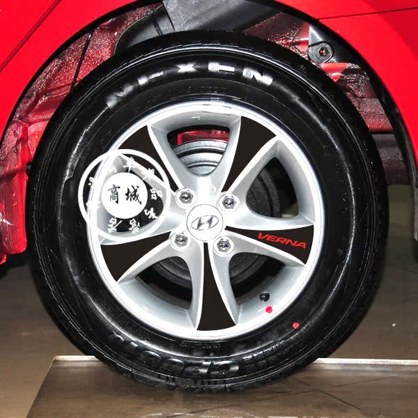 瑞纳专用反光 碳纤维 炫彩贴轮毂贴纸 钢圈 轮胎 改装 E款