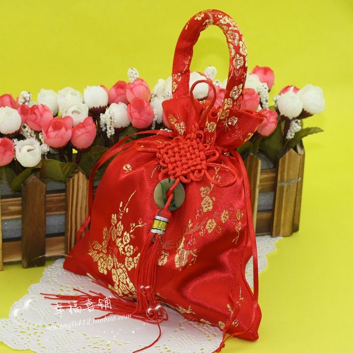 中国风出生满月周岁结婚礼品袋喜蛋包装西饼喜蛋盒礼盒绸缎鸡蛋袋