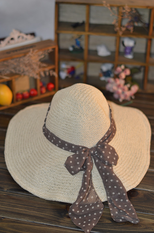 韩版夏季新款旅游大檐手工草帽遮阳帽沙滩帽可折叠海滩草帽女