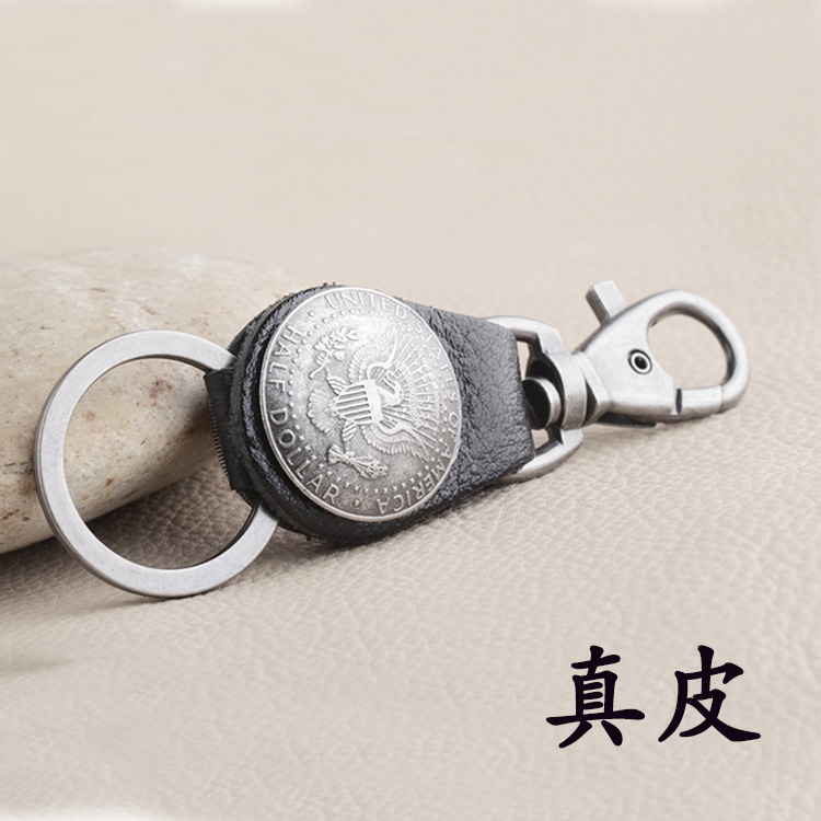 创意时尚真皮纯铜韩国复古男士汽车钥匙扣钥匙链汽车用品