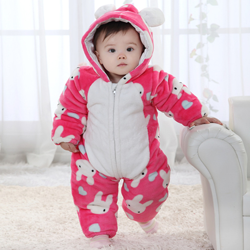 加厚婴儿服装冬装1-3岁宝宝连体衣兔子造型哈衣宝宝拍照服装爬服
