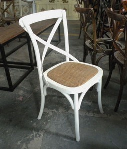 白色背叉椅/实木椅/Bali chair/交叉椅/法式乡村做旧/叉背椅 藤椅