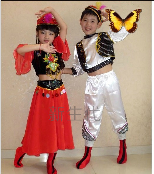 六一儿童演出服新疆舞蹈服装春节少数民族回族表演男女童维吾尔族