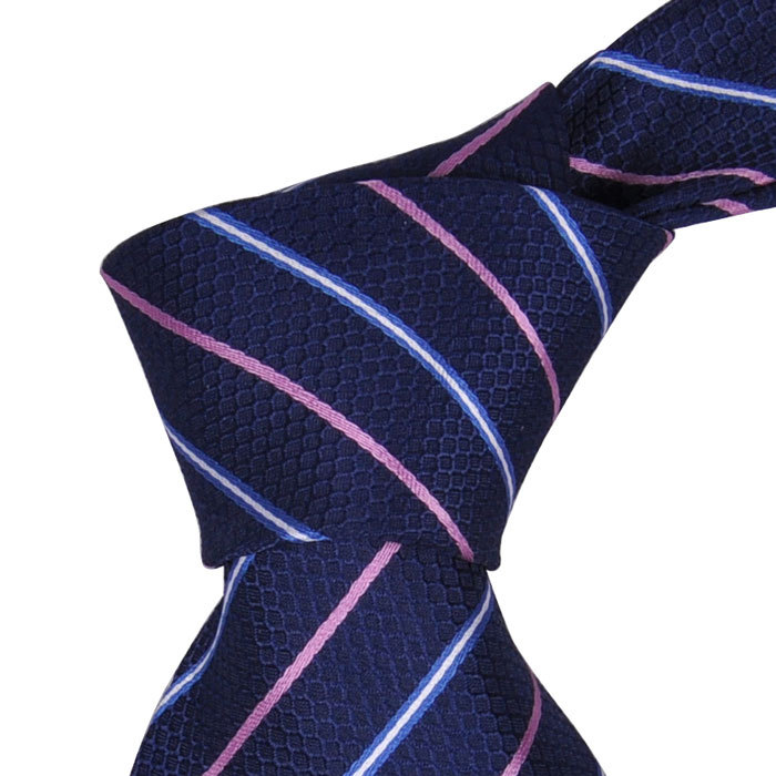 虎豹领带 男式蓝紫斜条纹提花 男士 工装职场领带 正装