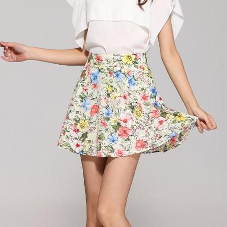 2013夏季新款韩版女装 碎花百搭短款 时尚收腰显腿性感雪纺半身裙